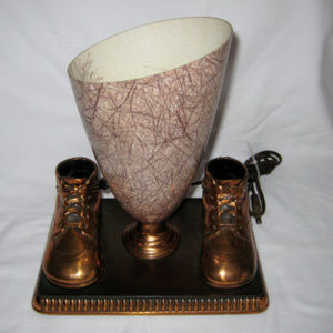 Vintage 1960s Bronzed Baby Shoe Lamp